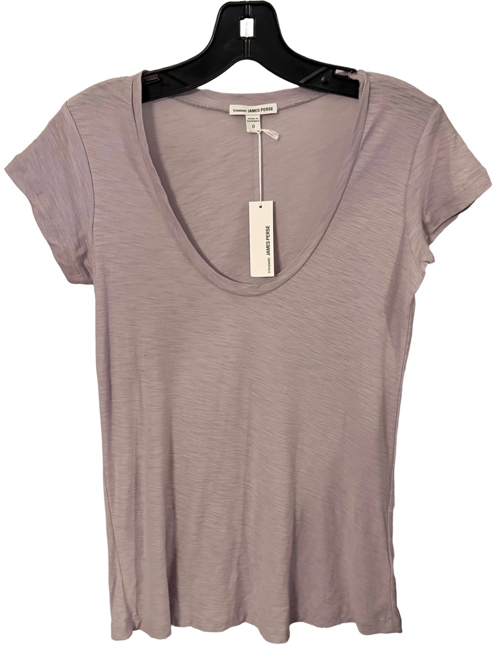 James Perse Women’s Scoop Neck Slub Tee Shirt Light Lavender Sz XS (0) NWT